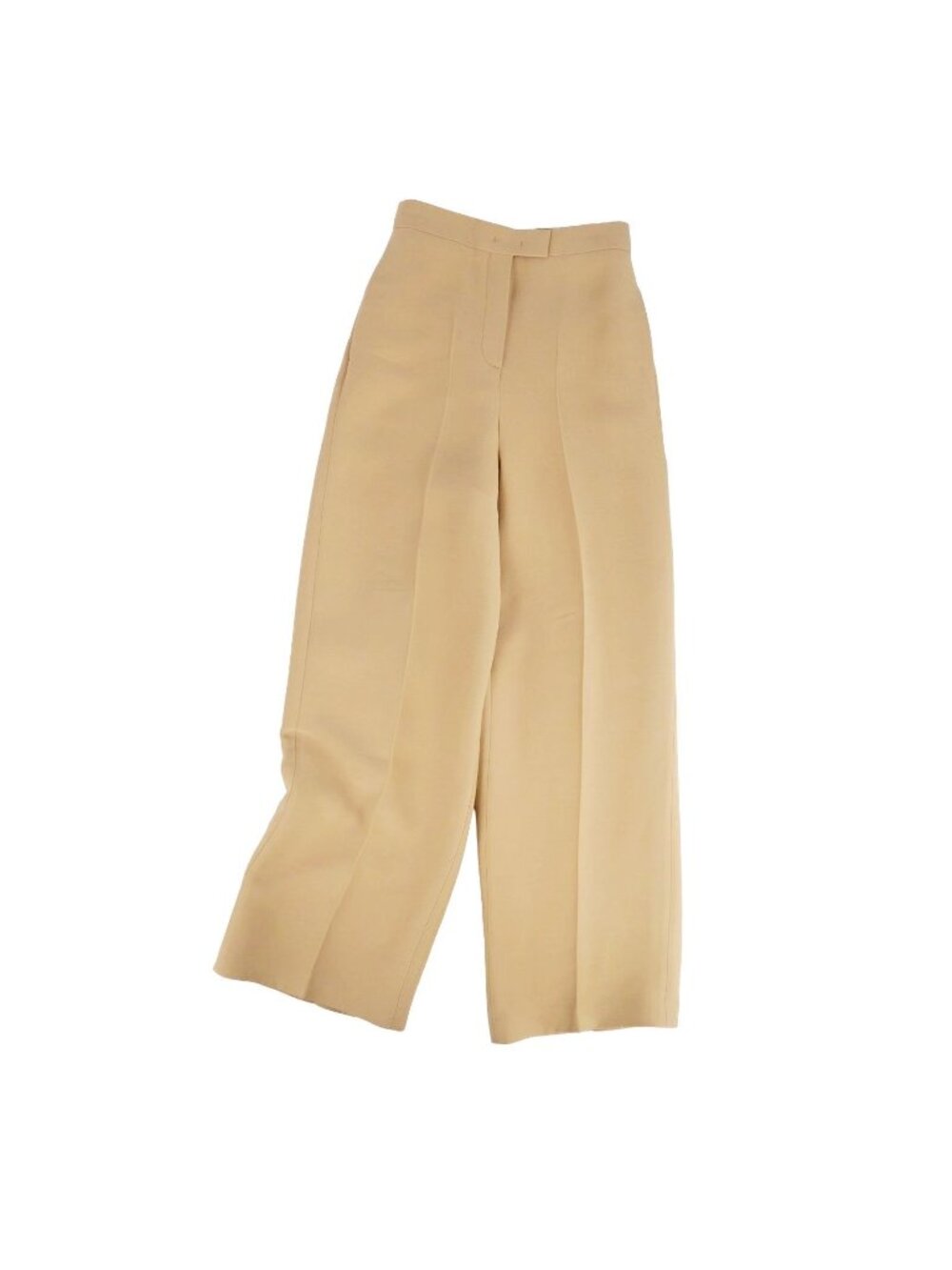 Fendi Pants Trousers Wide Long Wool Silk Beige 42